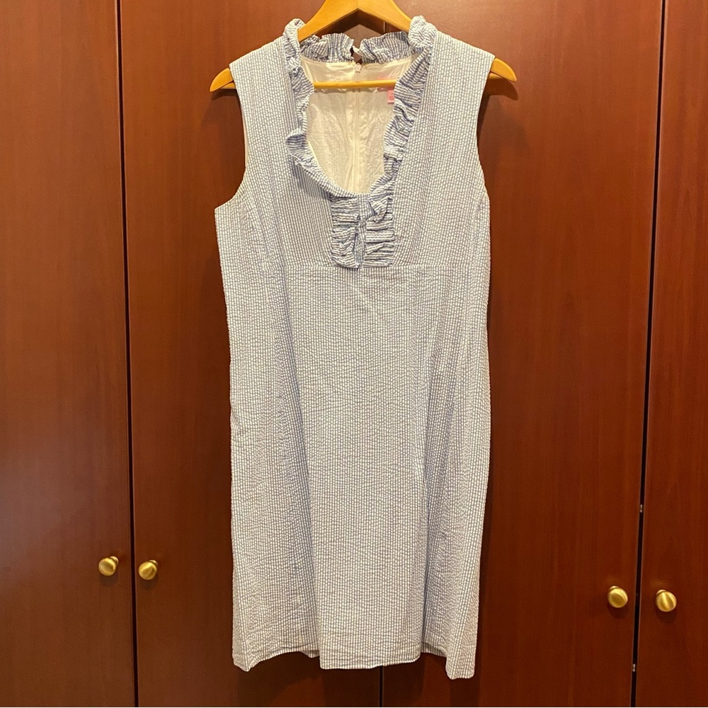 Searsucker Lilly Pulitzer blue and white sundress size 14